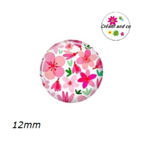 X2 cabochons fleuris 12mm