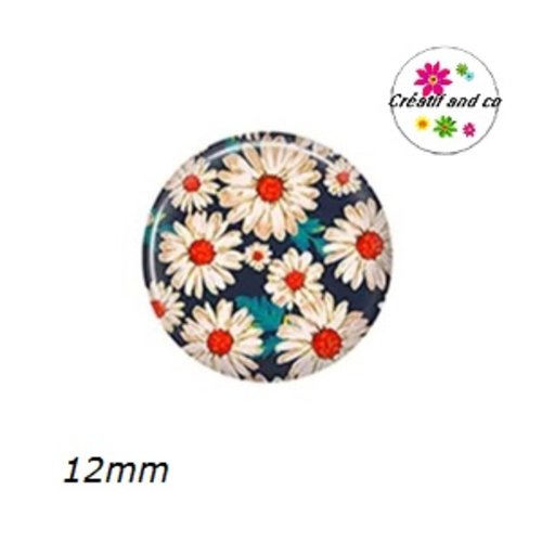 X2 cabochons fleuris 12mm