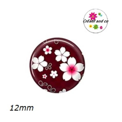 X2 cabochons fleuris 12mm