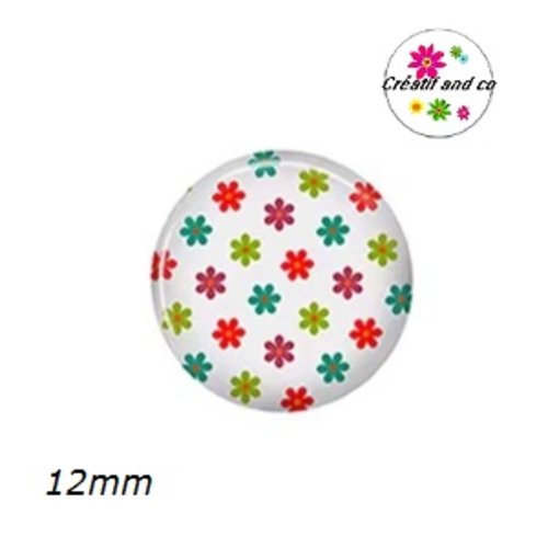 X2 cabochons fleuris 12mm