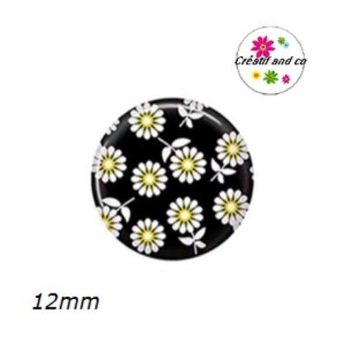 X2 cabochons fleuris 12mm