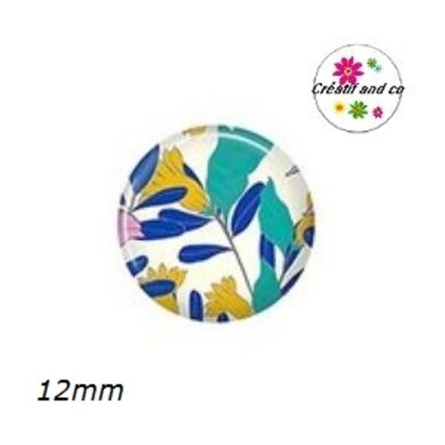 X2 cabochons feuille 12mm