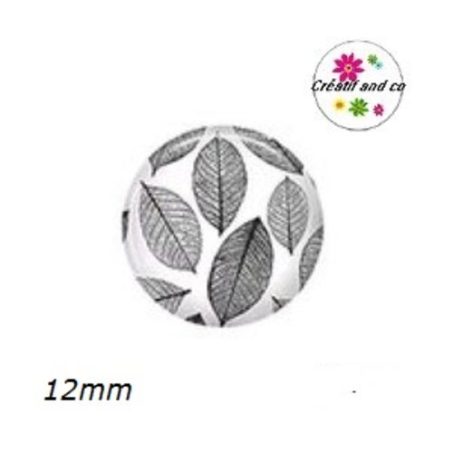 X2 cabochons feuille 12mm