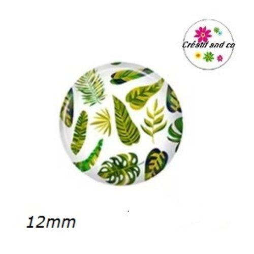 X2 cabochons feuille 12mm