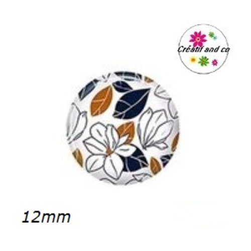 X2 cabochons feuille 12mm