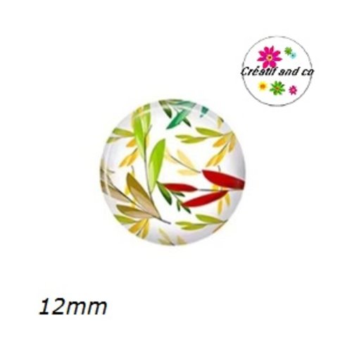 X2 cabochons feuille 12mm