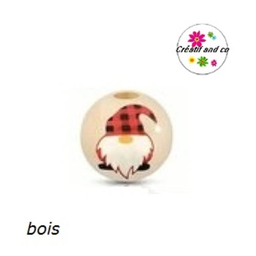 X5 grosses perles rondes bois gnomes 16mm