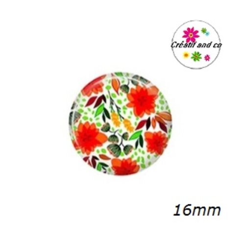 X2 cabochons fleuris 16mm