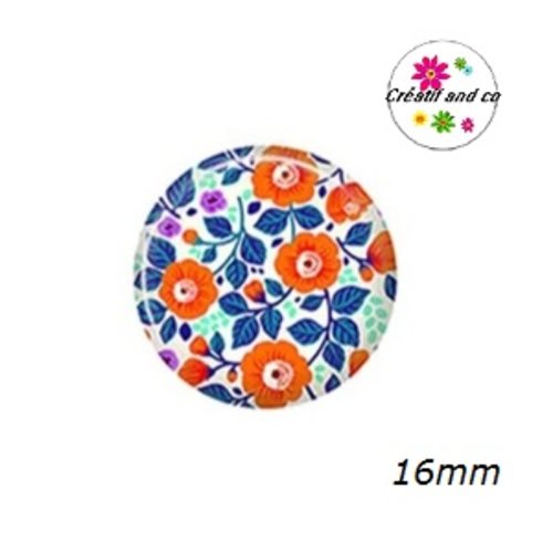 X2 cabochons fleuris 16mm