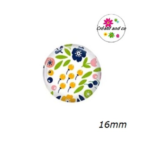 X2 cabochons fleuris 16mm
