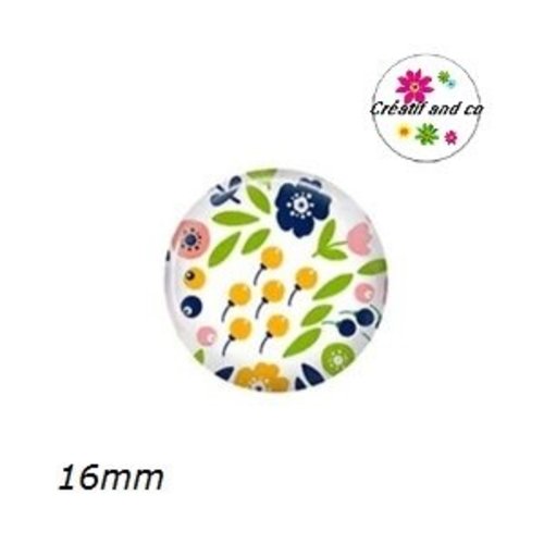 X2 cabochons fleuris 16mm