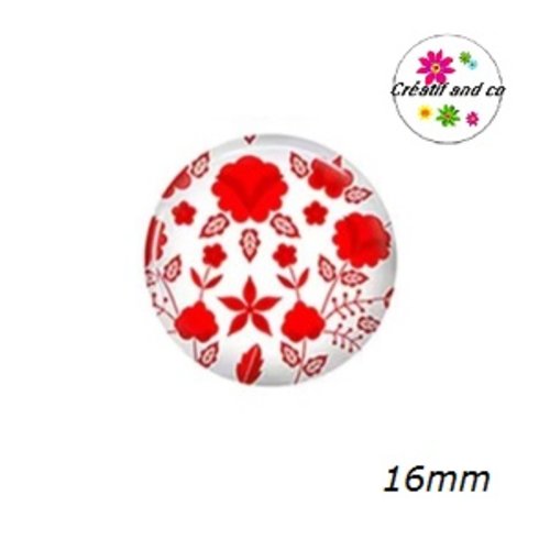 X2 cabochons fleuris 16mm