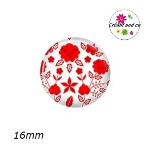 X2 cabochons fleuris 16mm