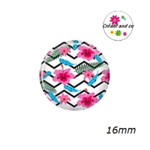 X2 cabochons fleuris 16mm