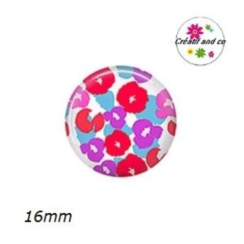 X2 cabochons fleuris 16mm