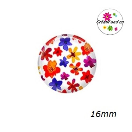 X2 cabochons fleuris 16mm