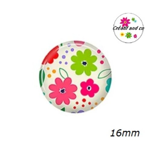 X2 cabochons fleuris 16mm