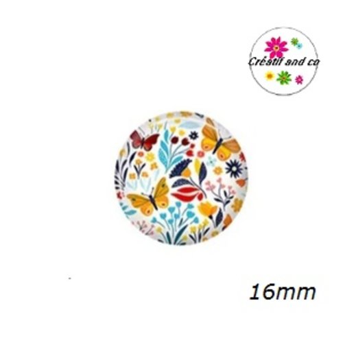 X2 cabochons fleuris 16mm
