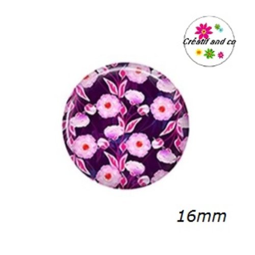 X2 cabochons fleuris 16mm