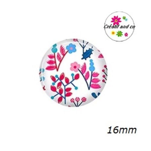 X2 cabochons fleuris 16mm