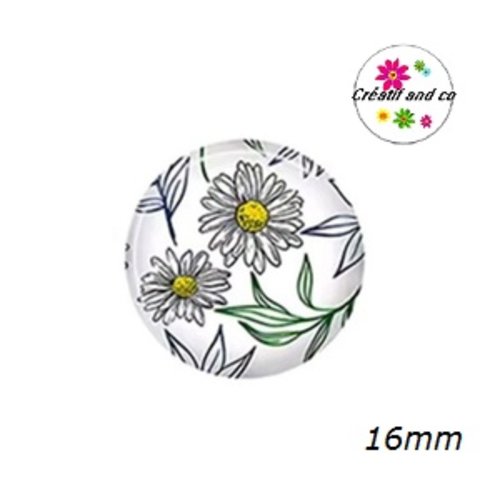 X2 cabochons fleuris 16mm