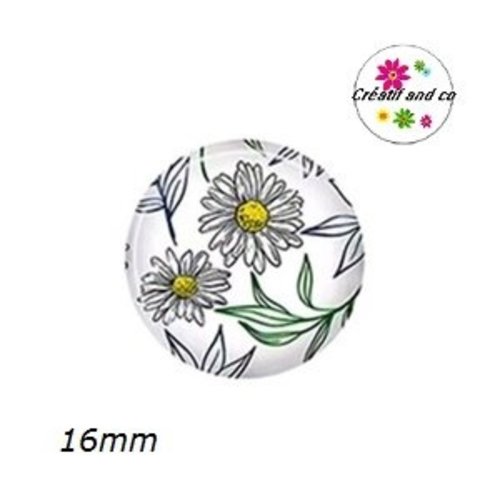 X2 cabochons fleuris 16mm
