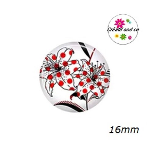 X2 cabochons fleuris 16mm