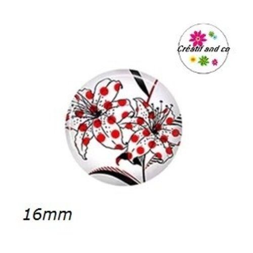 X2 cabochons fleuris 16mm