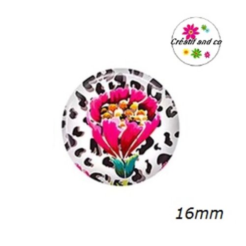 X2 cabochons fleuris 16mm
