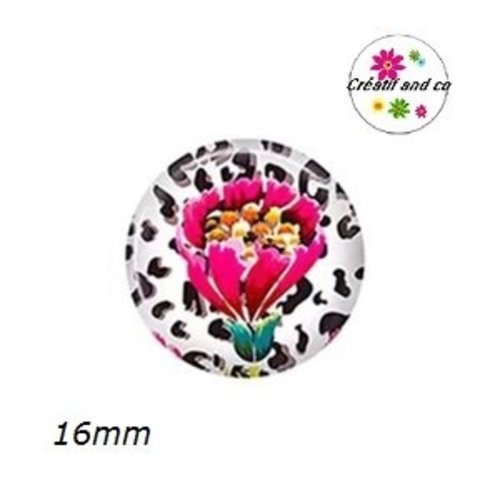 X2 cabochons fleuris 16mm