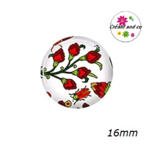 X2 cabochons fleuris 16mm