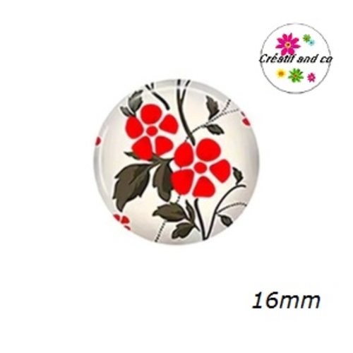 X2 cabochons fleuris 16mm