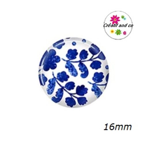 X2 cabochons fleuris 16mm