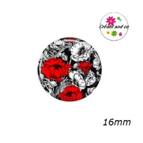 X2 cabochons fleuris 16mm