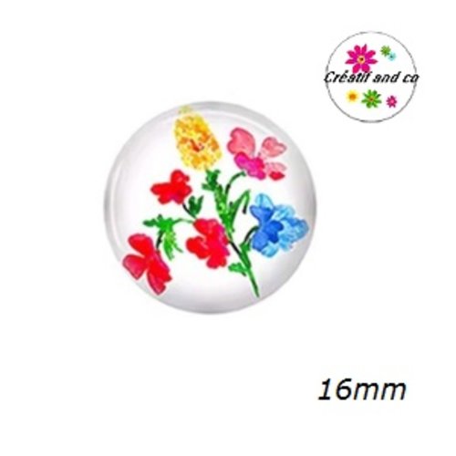 X2 cabochons fleuris 16mm