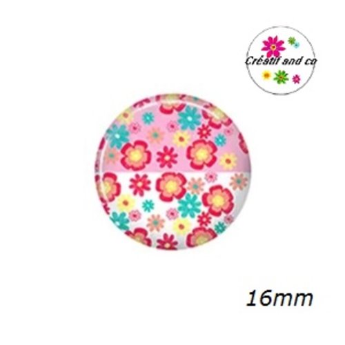 X2 cabochons fleuris 16mm