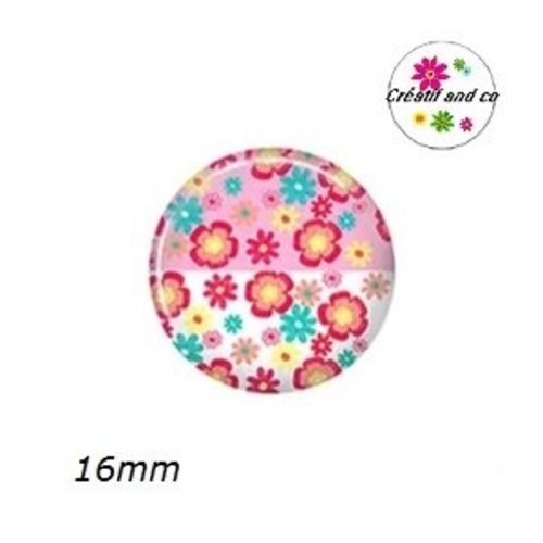 X2 cabochons fleuris 16mm
