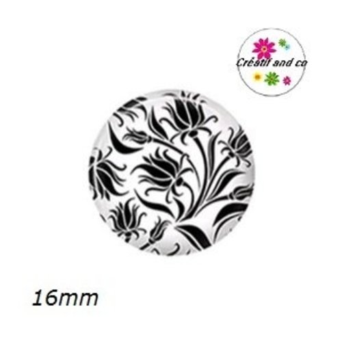 X2 cabochons fleuris 16mm