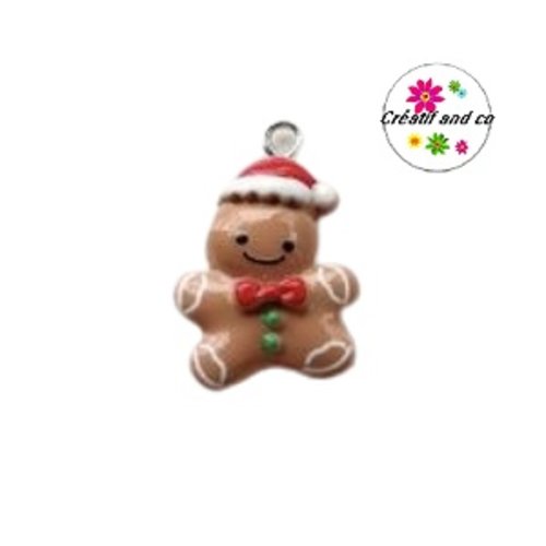 Breloque mr pain d'épice de noël résine