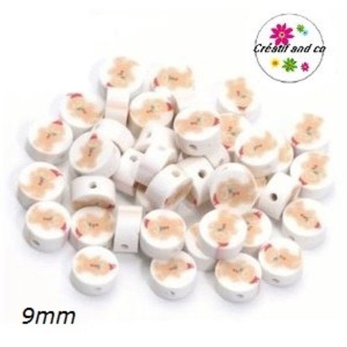 X10 perles motif bonhomme pain d'épice fimo 9mm