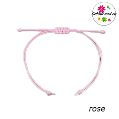 Support bracelet en polyester ciré rose ajustable pour connecteur