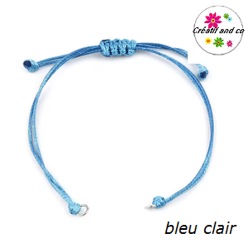 Support bracelet en polyester ciré bleu clair ajustable pour connecteur