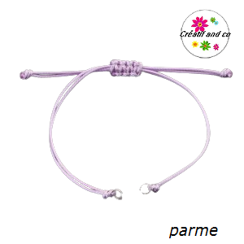 Support bracelet en polyester ciré parme ajustable pour connecteur