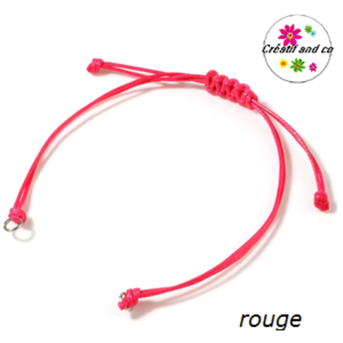 Support bracelet en polyester ciré rouge ajustable pour connecteur