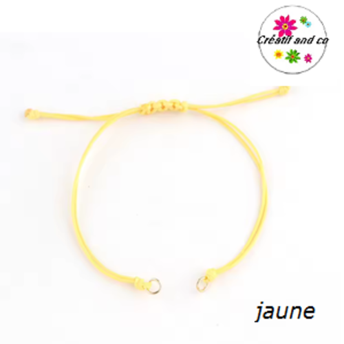 Support bracelet en polyester ciré jaune ajustable pour connecteur