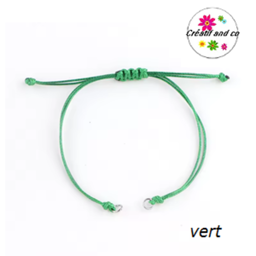Support bracelet en polyester ciré vert ajustable pour connecteur