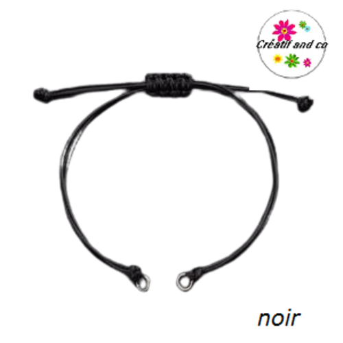 Support bracelet en polyester ciré noir ajustable pour connecteur