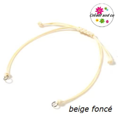 Support bracelet en polyester ciré beige foncé ajustable pour connecteur