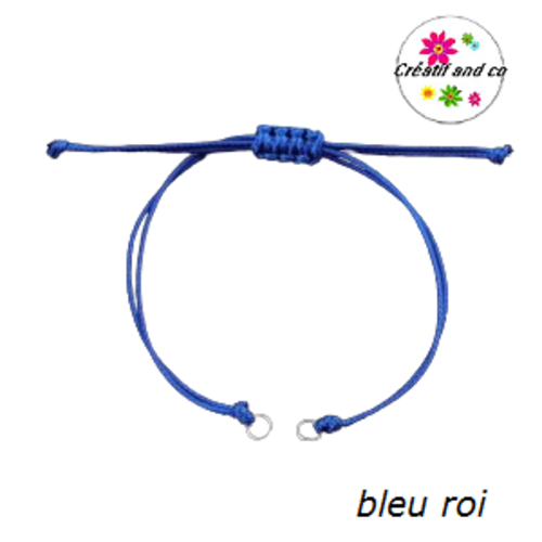 Support bracelet en polyester ciré bleu roi ajustable pour connecteur