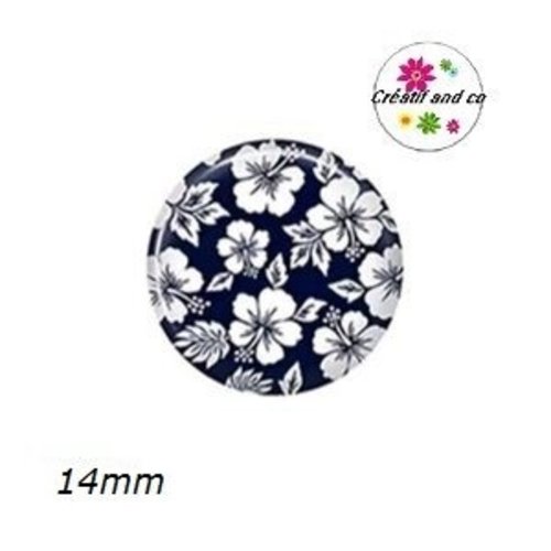 X2 cabochons fleuris 14mm